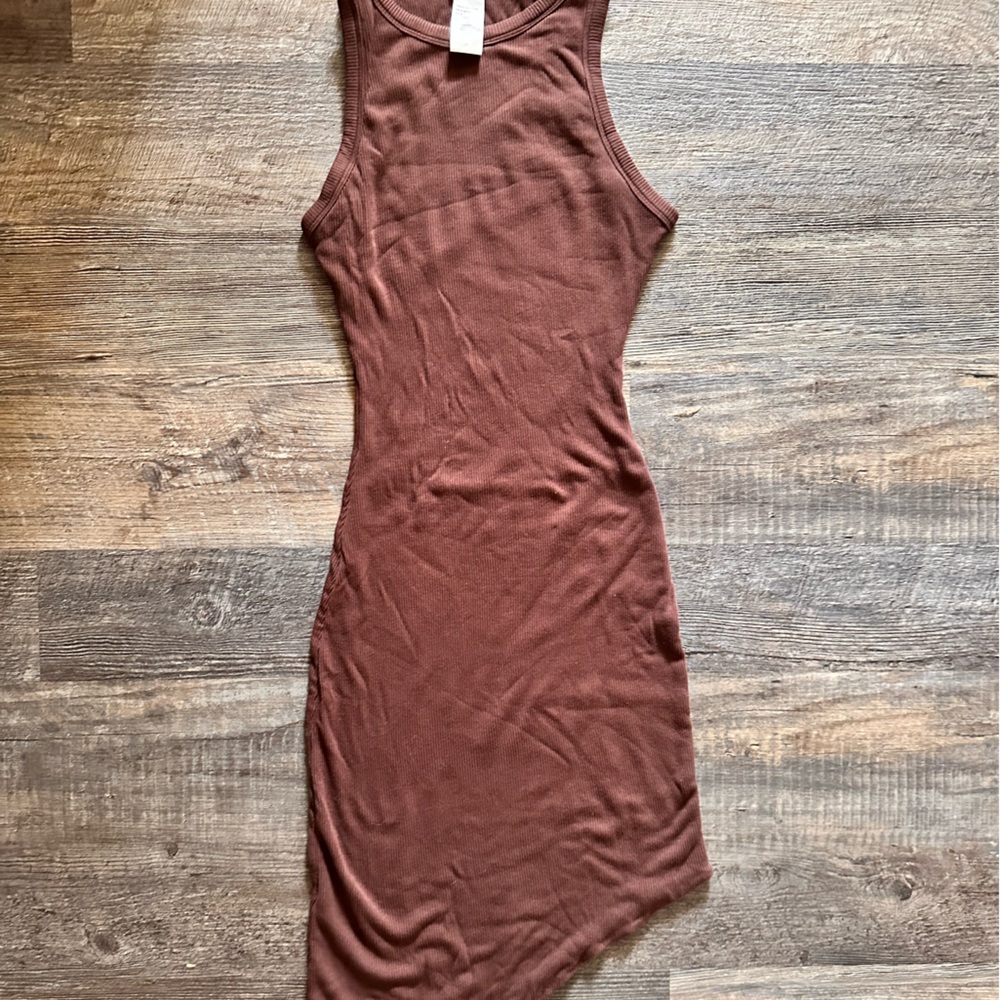 Naked Wardrobe Asymmetrical Ribbed Tank Dress